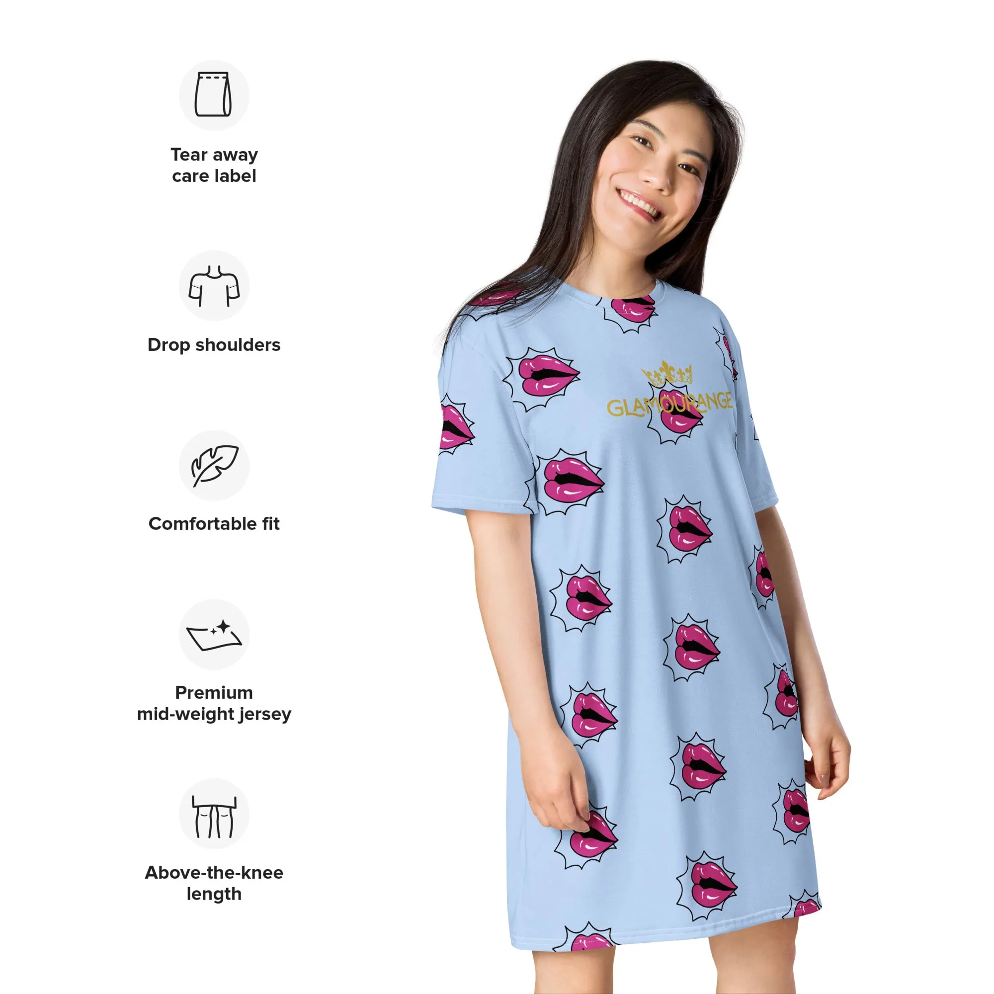 Valentine Day T-Shirt Dress (Glamourange Gift For Valentines Day T Shirt Dress - Design 002)