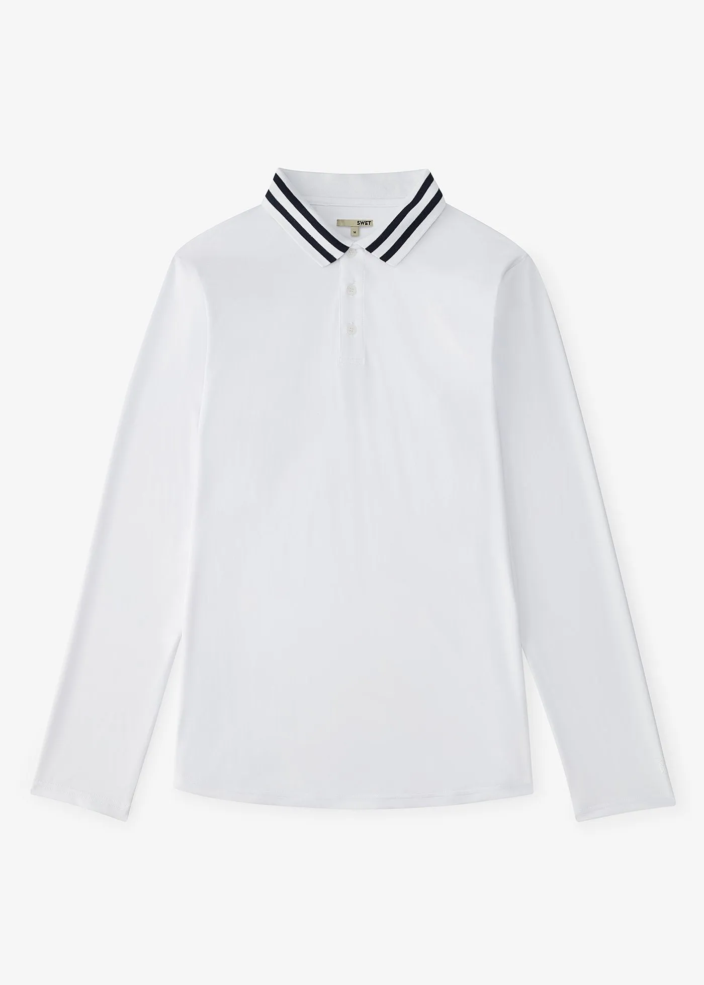 Varsity Striped Collar Polo | White w/Navy Tipping