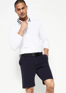 Varsity Striped Collar Polo | White w/Navy Tipping