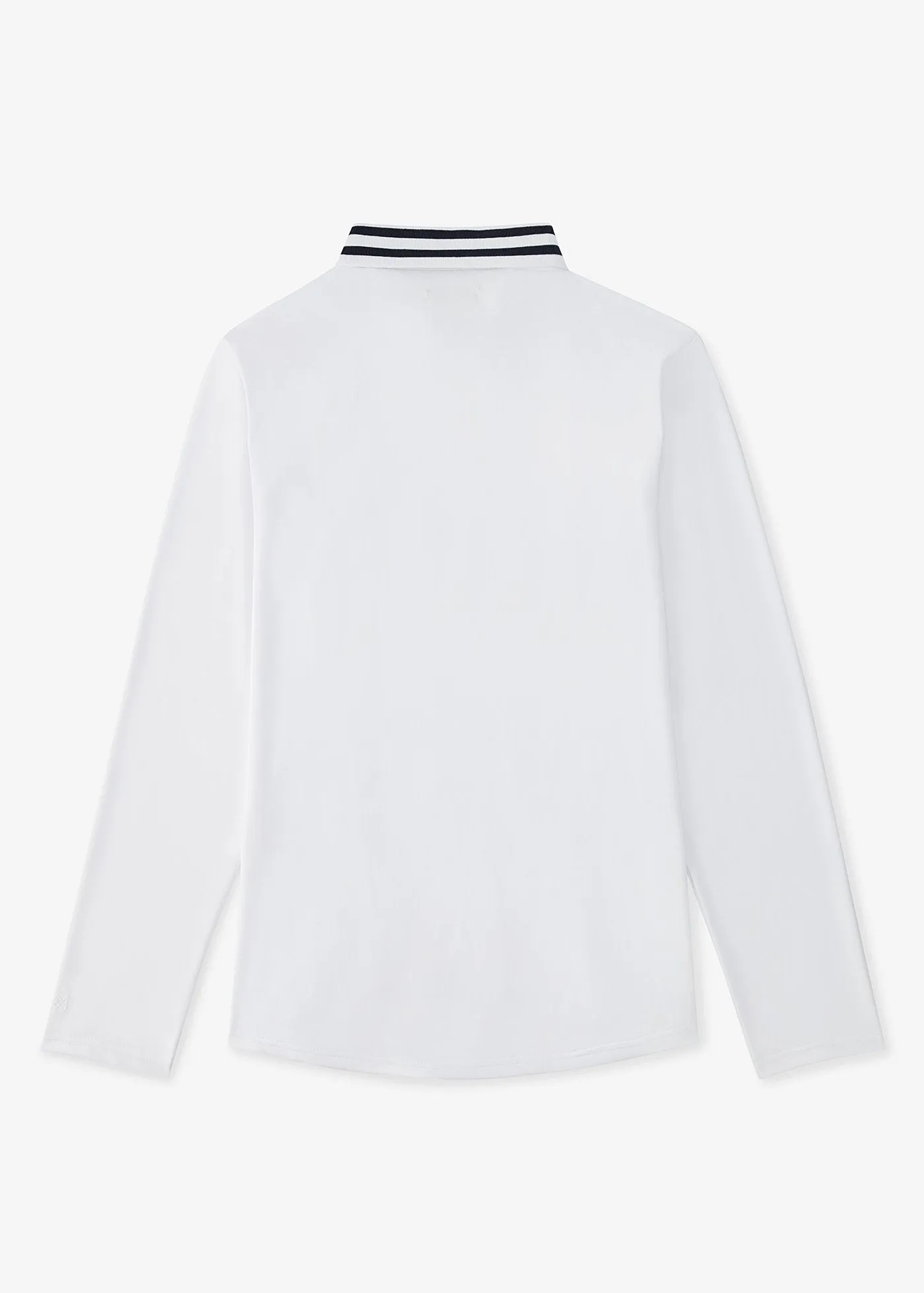 Varsity Striped Collar Polo | White w/Navy Tipping