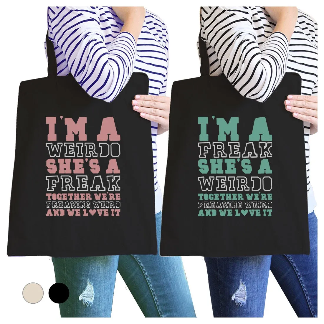 Weirdo Freak BFF Matching Canvas Bags Washable Beach Tote