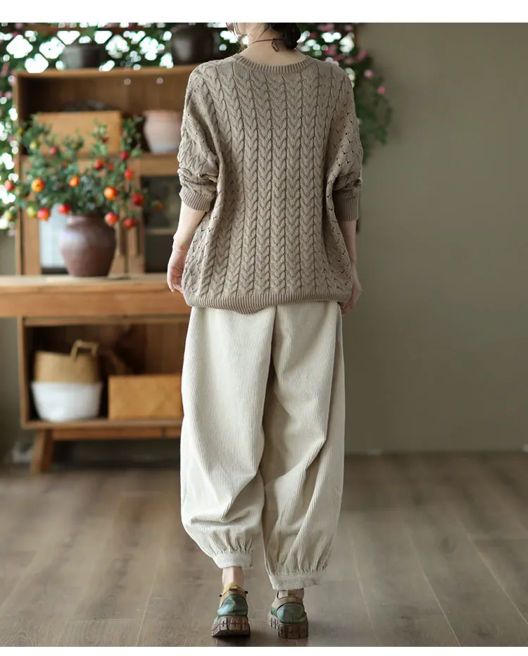 Women's Autumn Corduroy Elastic Waist Harem Pants