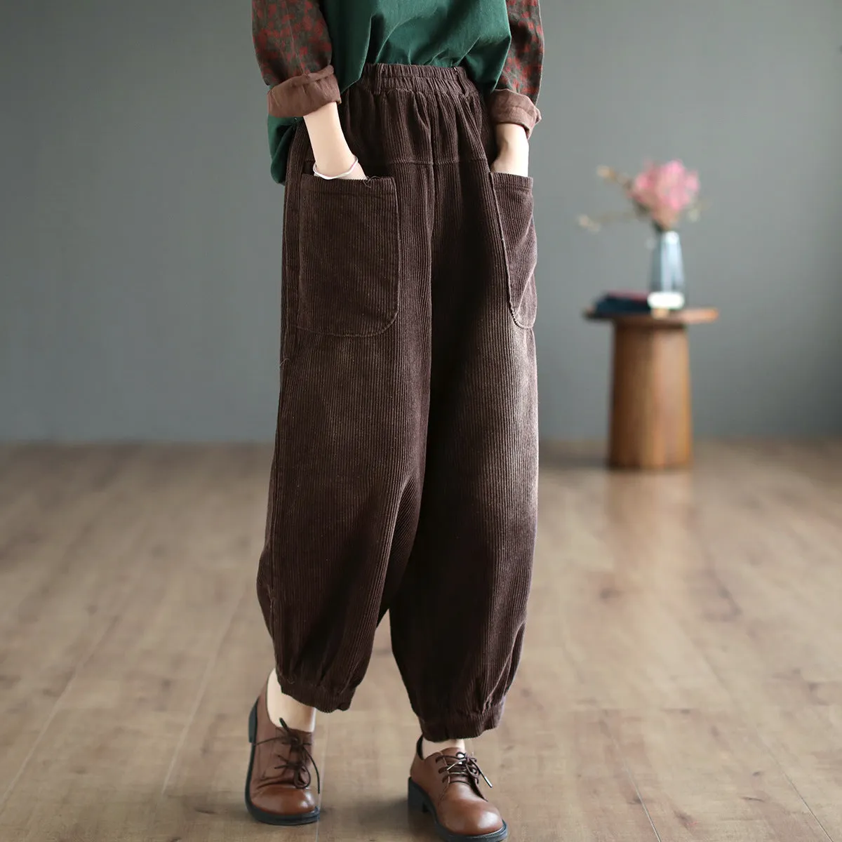 Women's Autumn Corduroy Solid Color Pants