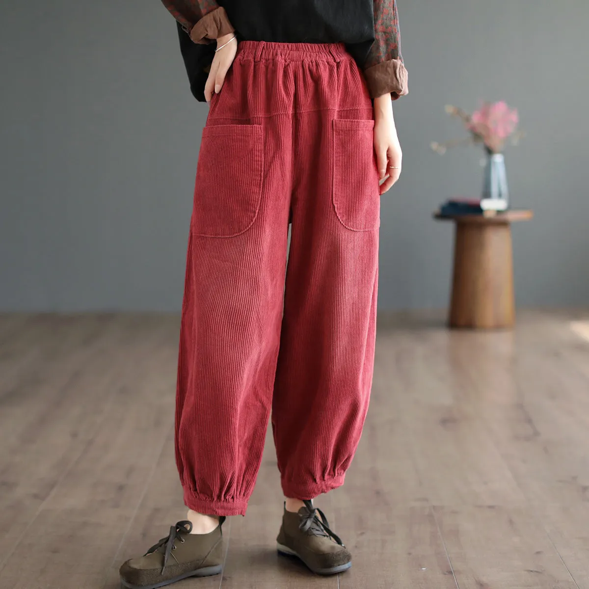 Women's Autumn Corduroy Solid Color Pants