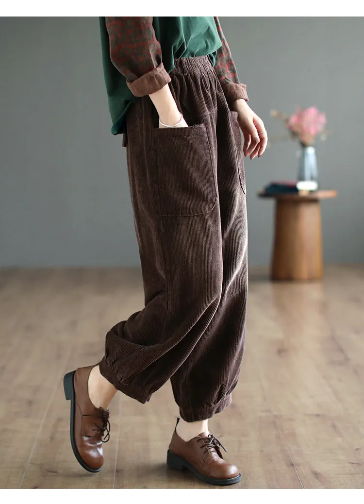 Women's Autumn Corduroy Solid Color Pants