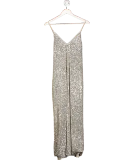 ZARA Metallic Sequin Slip Maxi Dress with pockets UK M